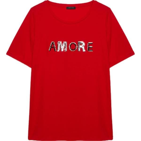 t-shirt Fiorella Rubino rosso con stampe