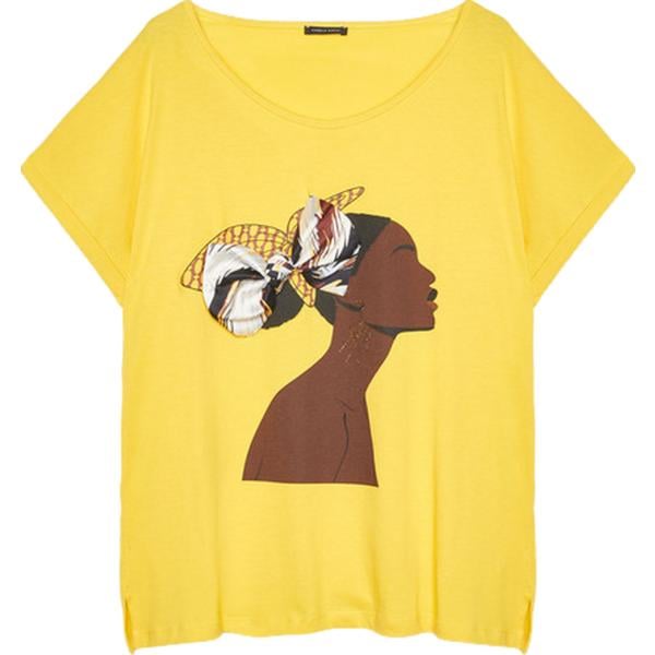 t-shirt Fiorella Rubino giallo con stampe