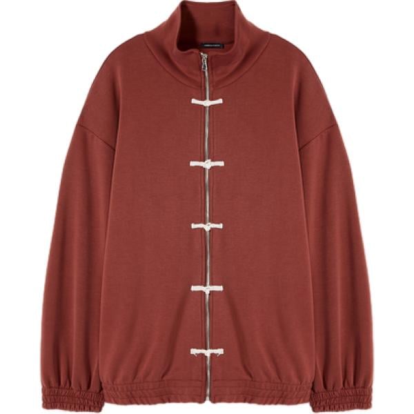 Felpa da donna in marrone scuro a maniche lunghe con zip in viscosa Fiorella Rubino