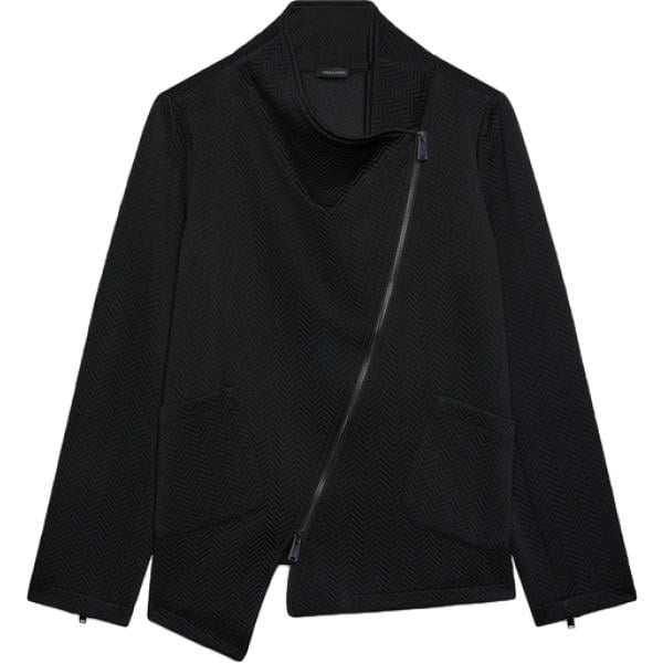 Felpa da donna forma asimmetrica in nero pece collo a dolcevita a maniche lunghe con zip Fiorella Rubino