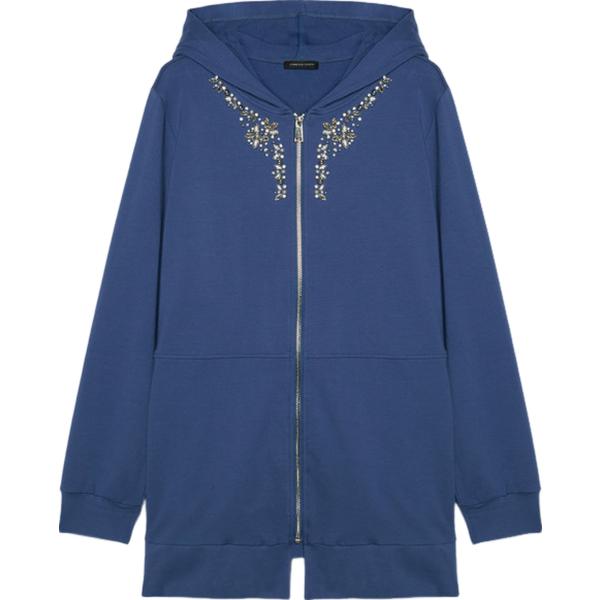 felpe con cappuccio Fiorella Rubino blu a fiori