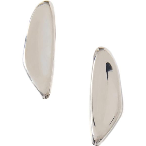 Orecchini da donna forma asimmetrica in grigio chiaro effetto lucido in metallo Fiorella Rubino