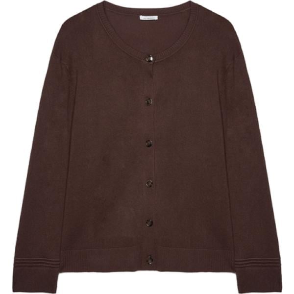 Cardigan da donna in marrone scuro lavorato a maglia girocollo a maniche lunghe in viscosa Fiorella Rubino