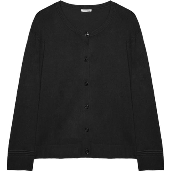 Cardigan da donna in nero pece lavorato a maglia girocollo a maniche lunghe in viscosa Fiorella Rubino