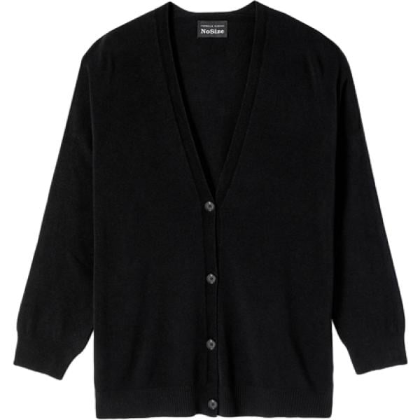Cardigan da donna in nero pece lavorato a maglia collo a v a maniche lunghe in viscosa Fiorella Rubino