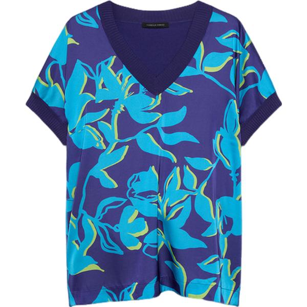 bluse Fiorella Rubino blu a fiori
