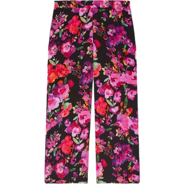 pantaloni Fiorella Rubino nero a fiori