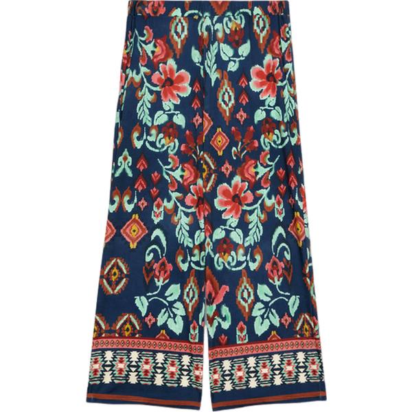 pantaloni a palazzo Fiorella Rubino blu con stampe