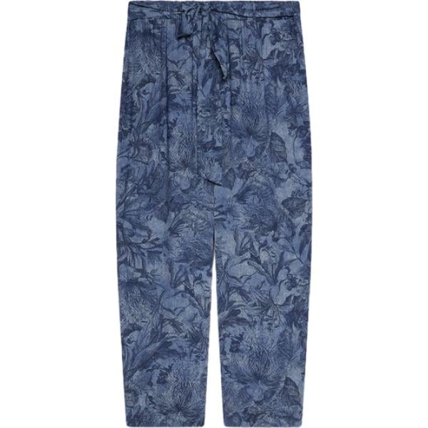 pantaloni Fiorella Rubino blu con stampe