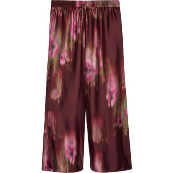 pantaloni a palazzo Fiorella Rubino marrone con stampe