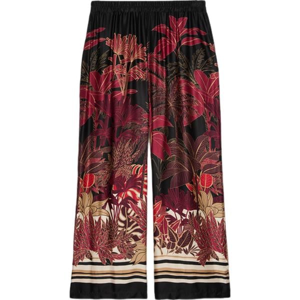 pantaloni Fiorella Rubino nero con stampe