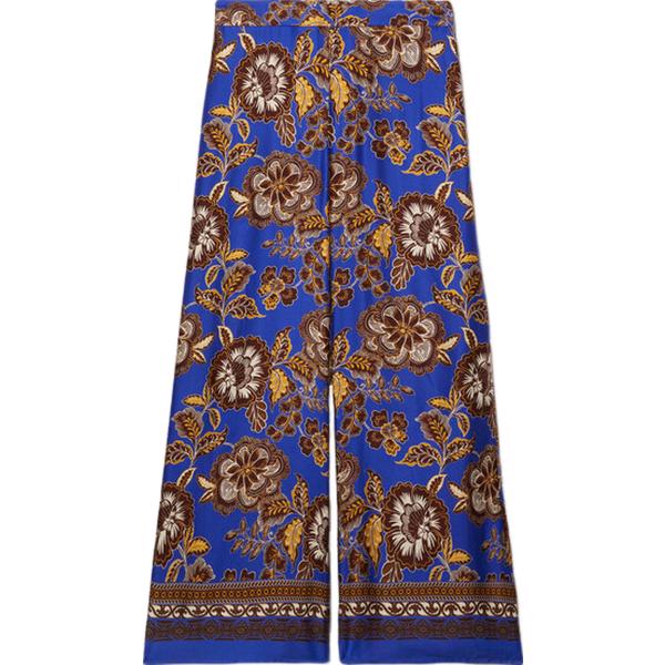 pantaloni Fiorella Rubino marrone con stampe