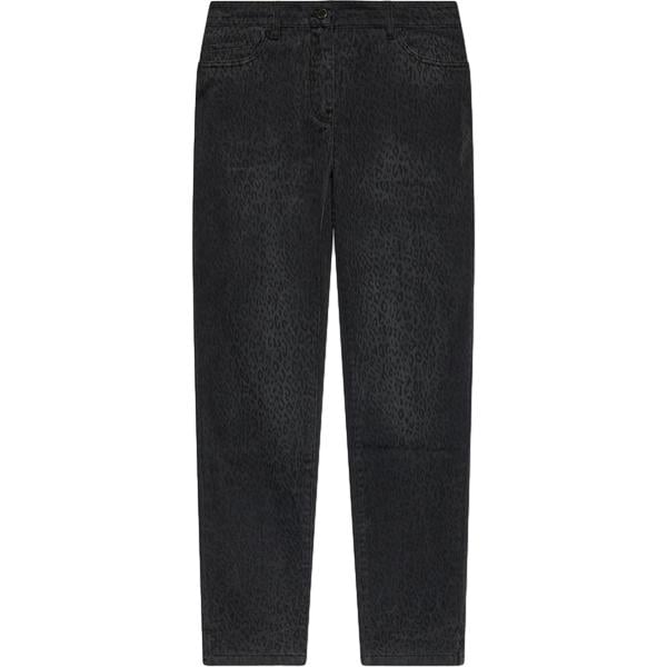 Jeans skinny da donna in nero pece animalier con zip in denim Fiorella Rubino