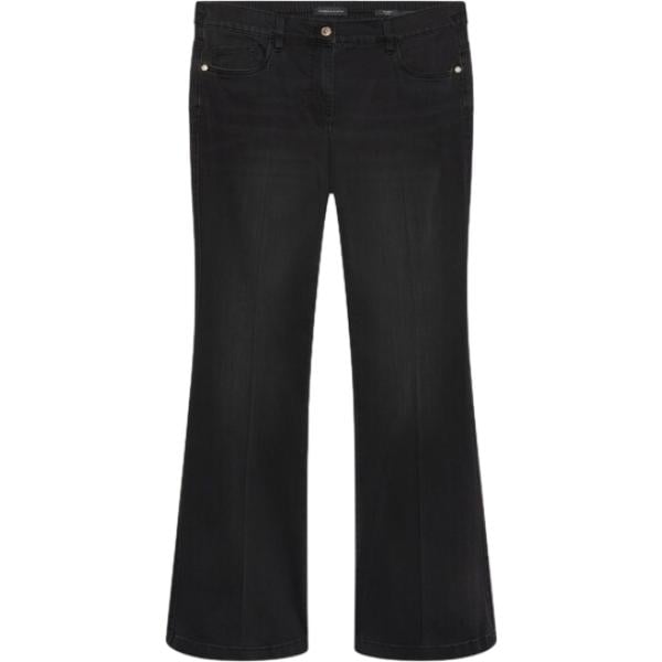 Jeans da donna forma svasata in nero pece lungo con zip in viscosa Fiorella Rubino