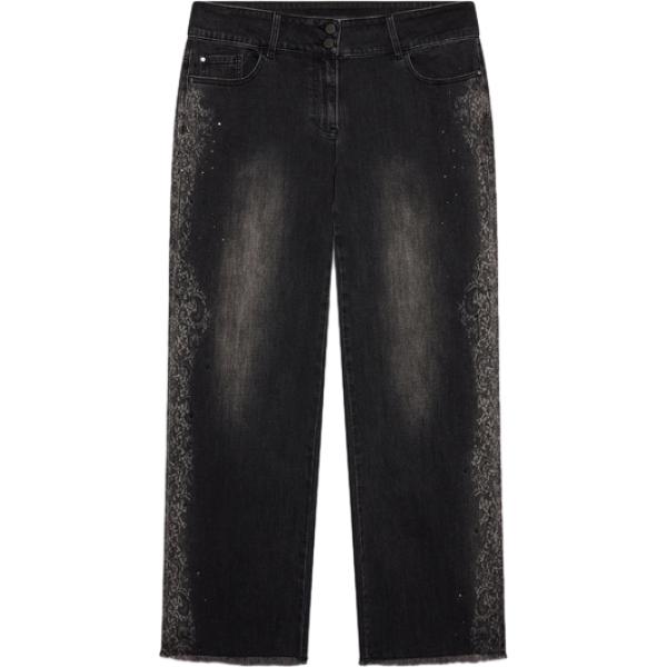 jeans Fiorella Rubino grigio con stampe