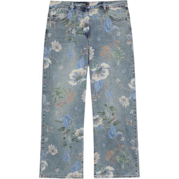 jeans dritti Fiorella Rubino grigio a fiori