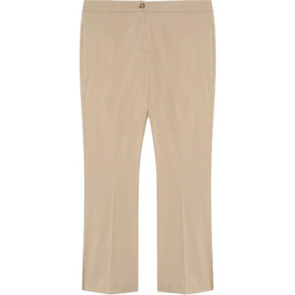 Pantaloni da donna forma svasata in beige sabbia con zip in viscosa Fiorella Rubino