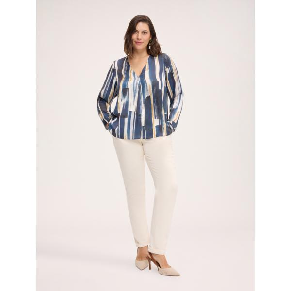 Pantaloni da donna in bianco neve con zip in cotone Fiorella Rubino