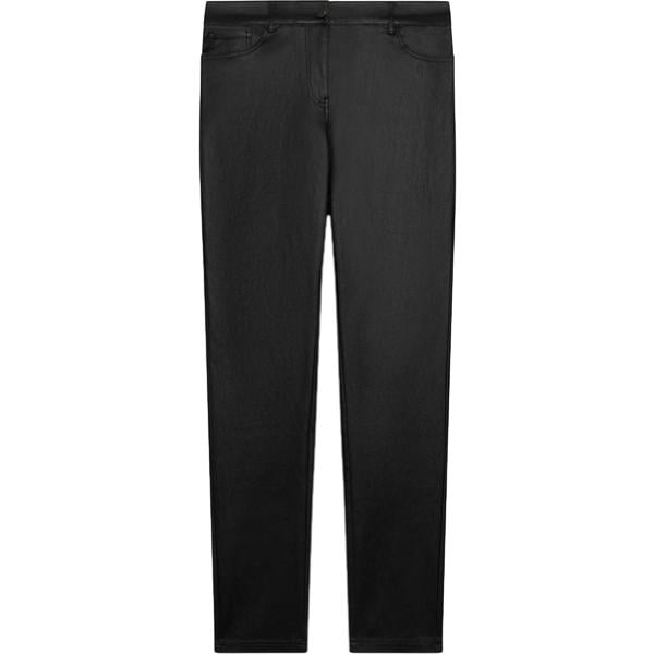 Pantaloni skinny da donna in nero pece effetto lucido con zip in viscosa Fiorella Rubino
