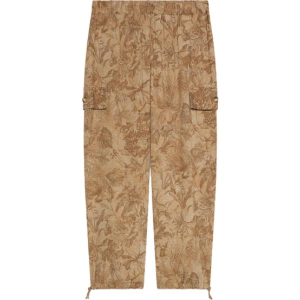 pantaloni cargo Fiorella Rubino marrone con stampe