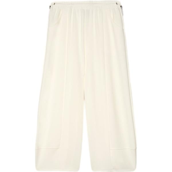 Pantaloni da donna in bianco neve cropped con coulisse Fiorella Rubino