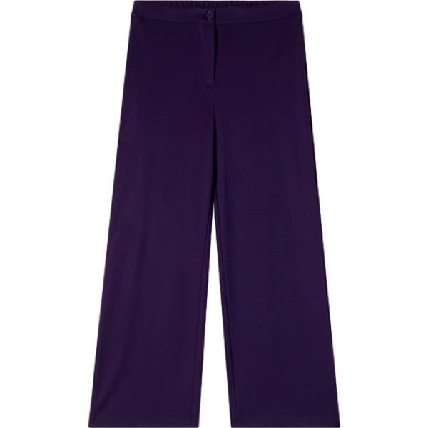 Pantaloni a palazzo da donna in blu scuro a vita alta con zip in viscosa Fiorella Rubino