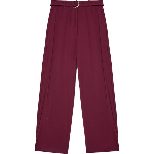 Pantaloni a palazzo da donna in bordeaux con cintura in viscosa Fiorella Rubino