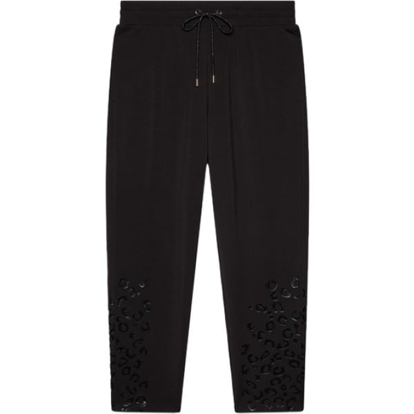Pantaloni da donna in nero pece con stampe con coulisse Fiorella Rubino
