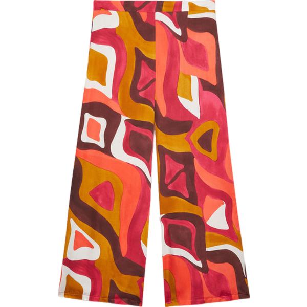 pantaloni a palazzo Fiorella Rubino rosso con stampe