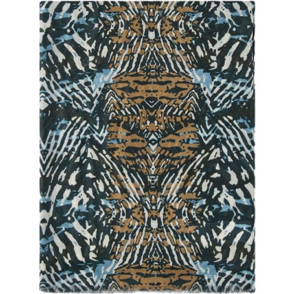 Foulard da donna in nero pece con stampe lungo Fiorella Rubino