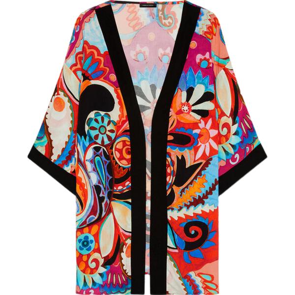 kimono Fiorella Rubino nero con stampe