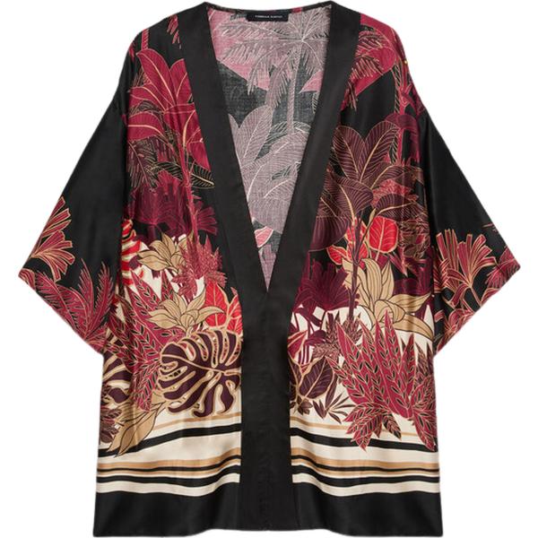kimono Fiorella Rubino nero con stampe
