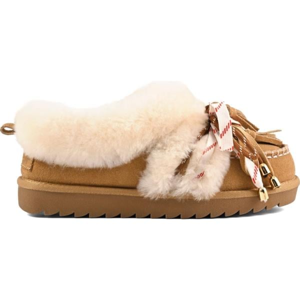 Stivali da donna mini in beige sabbia con lacci in montone Colors of California