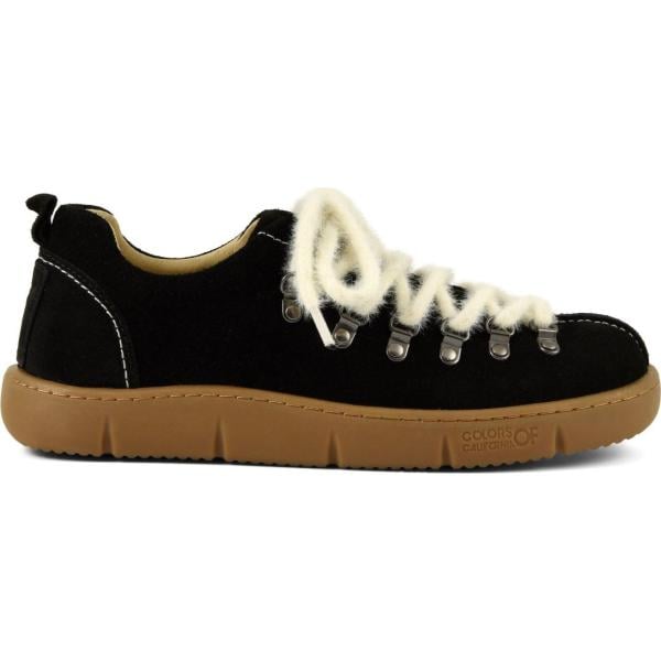 Sneakers da donna in nero pece effetto scamosciato in pelle Colors of California