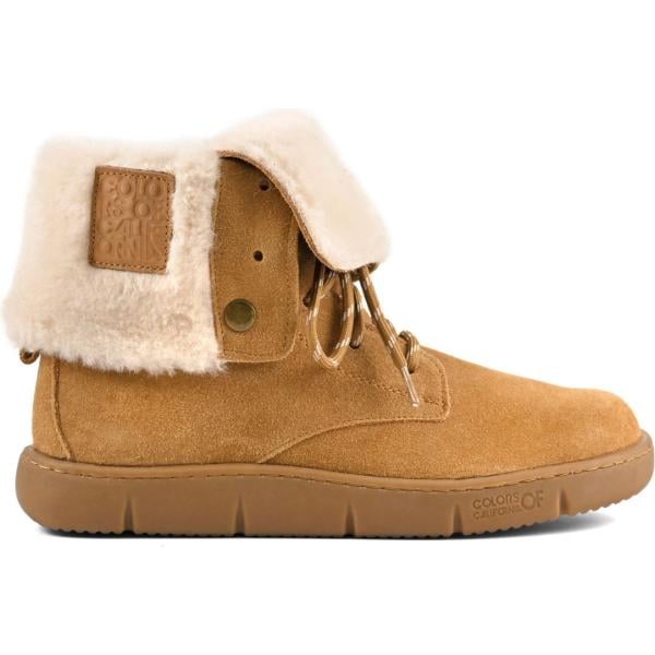 Stivaletti da donna in beige sabbia effetto scamosciato in pelle Colors of California