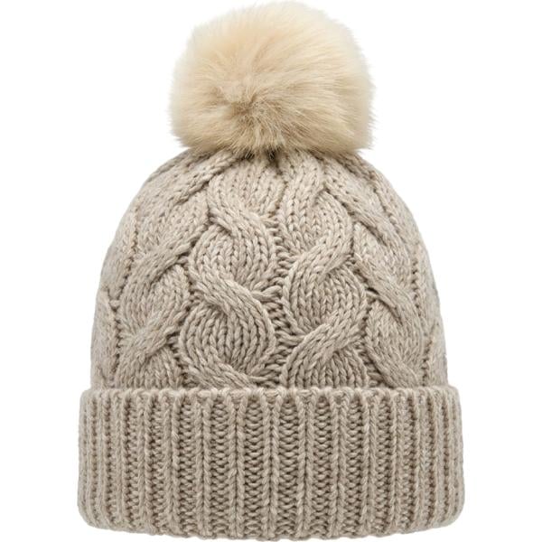 Beanie da donna in grigio scuro lavorato a maglia lungo in in ecopelliccia Canadian