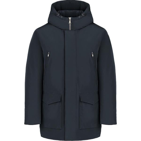 Parka da uomo in blu scuro collo con cappuccio con zip in poliestere Canadian