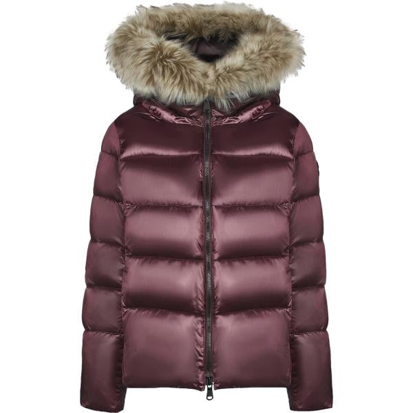 Piumino da donna in viola scuro collo con cappuccio lungo con zip in poliestere Canadian