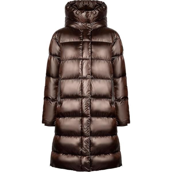 Piumino da donna in nero pece collo con cappuccio con zip in poliestere Canadian