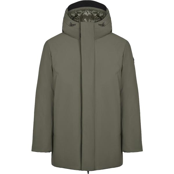 Giacca soprabito da uomo in verde oliva collo con cappuccio lungo con zip Canadian