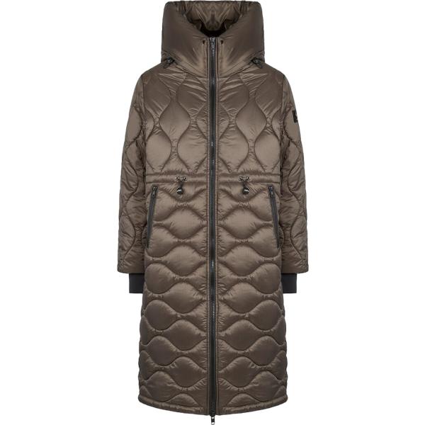 Parka da donna in nero pece effetto lucido collo con cappuccio lungo con zip in poliestere Canadian