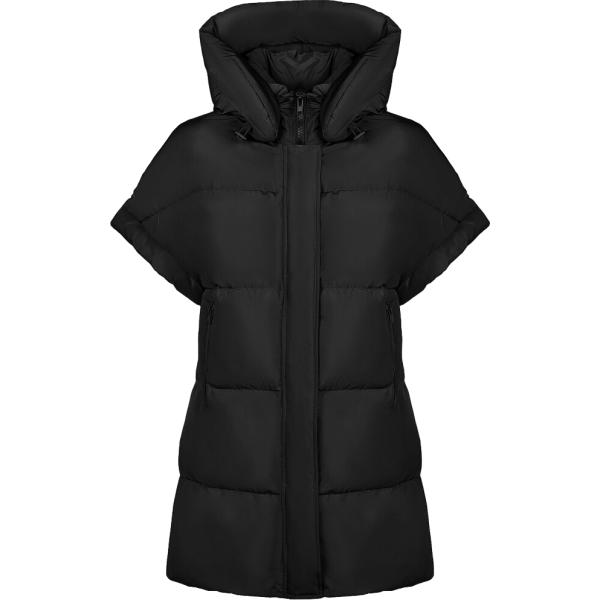 Parka da donna in nero pece collo con cappuccio a maniche corte in poliestere Canadian
