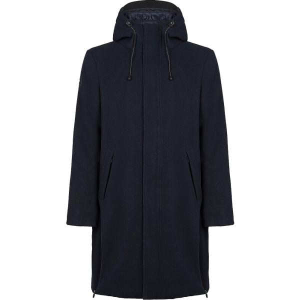 Parka da uomo in blu scuro collo con cappuccio con zip in lana Canadian
