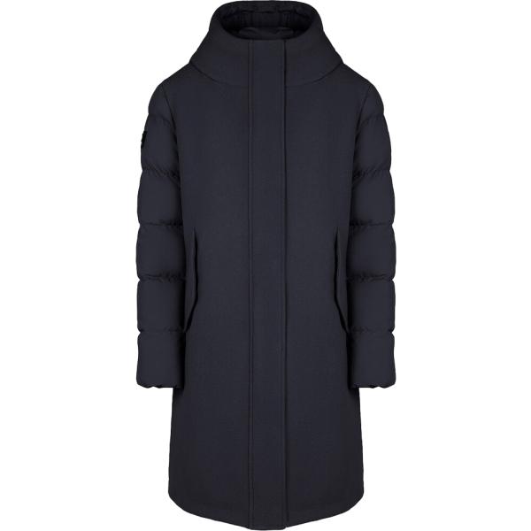 Parka da donna in blu scuro collo con cappuccio con zip in lana Canadian