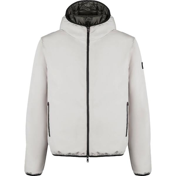 Giacca soprabito da uomo in grigio chiaro collo con cappuccio tessuto impermeabile con zip in poliestere Canadian