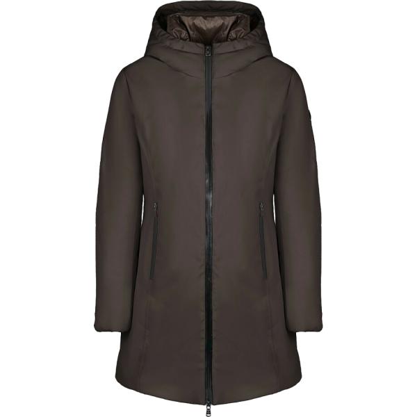 Cappotto da donna in nero pece collo con cappuccio lungo con zip in poliestere Canadian