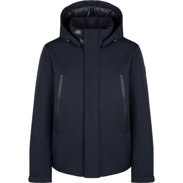 Bomber da uomo in blu scuro collo con cappuccio con zip in poliestere Canadian