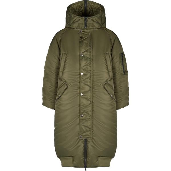 Parka da donna in verde oliva lavorato a maglia collo con cappuccio maxi in poliestere Canadian