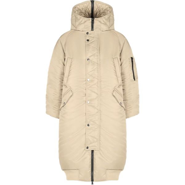 Parka da donna in bianco neve lavorato a maglia collo con cappuccio maxi in poliestere Canadian