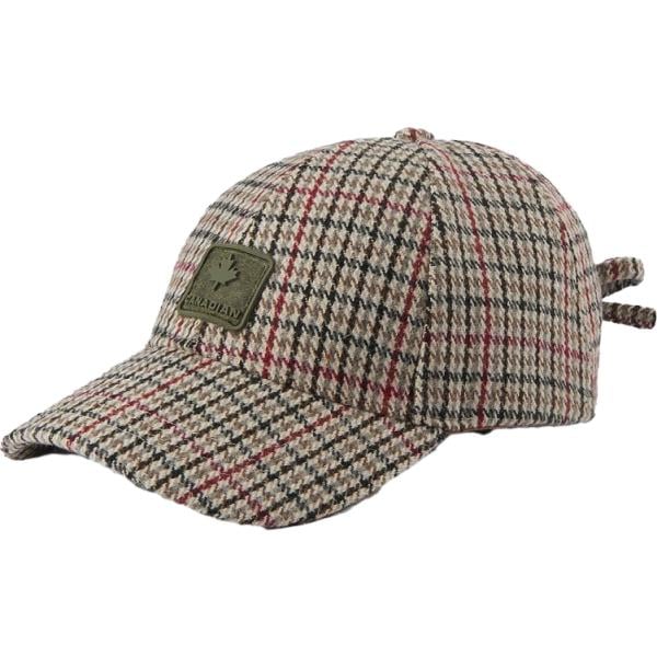 Cappello con visiera da donna in marrone scuro a quadri in lana Canadian